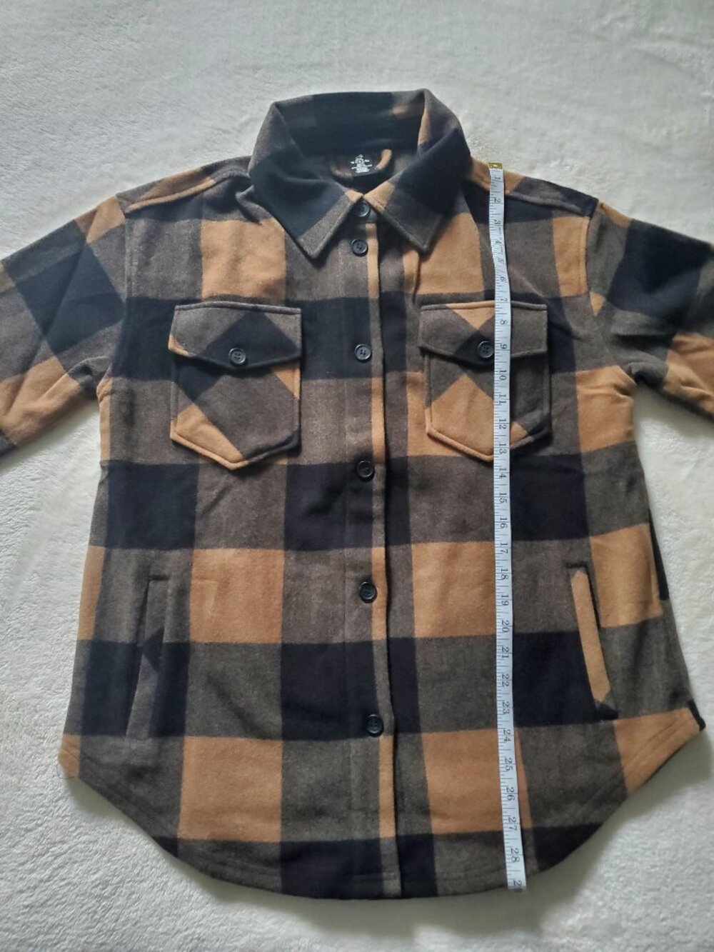 Woolx Sawyer Merino Wool Blend Shacket Caramel Black Plaid Loose Fit Small - Picture 12 of 16